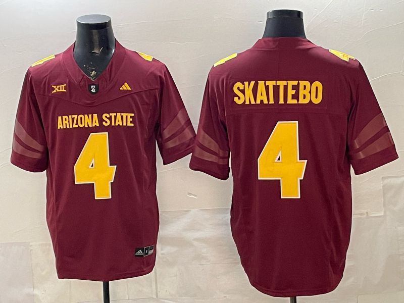 Men Arizona State Sun Devils #4 Skattebo Red 2026 NCAA Jersey 04